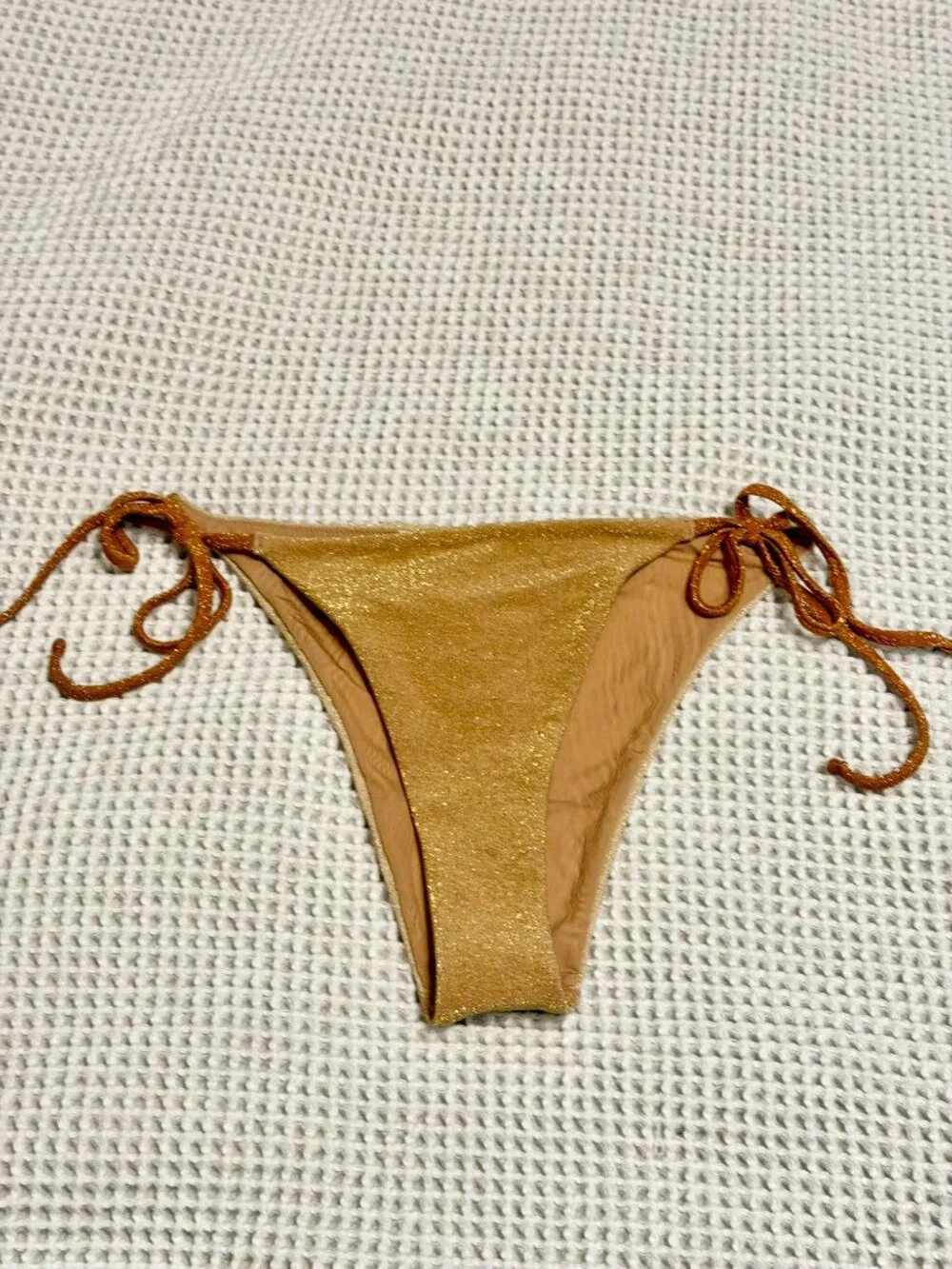 aerie Gold Shimmer Tie-Side Bikini Bottoms